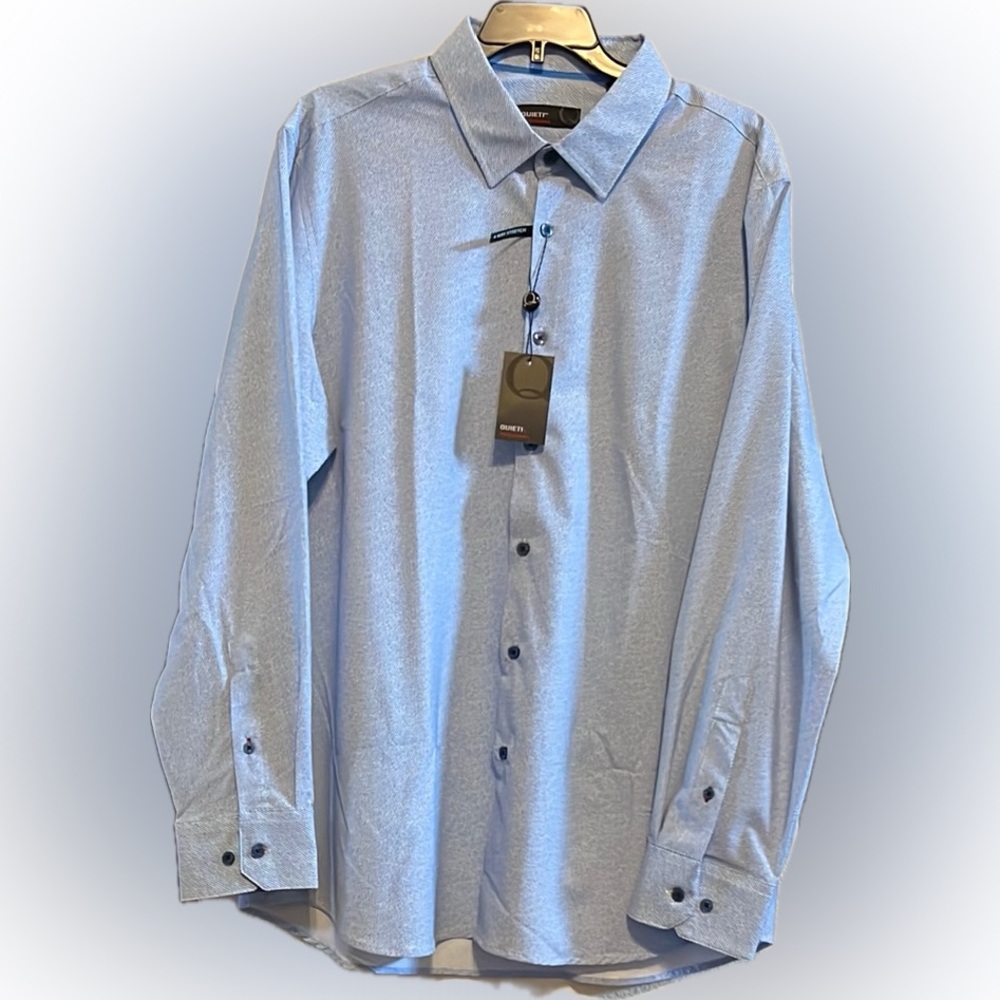 Blue Long-Sleeved Dress Shirt with Pointed Collar XLNWT